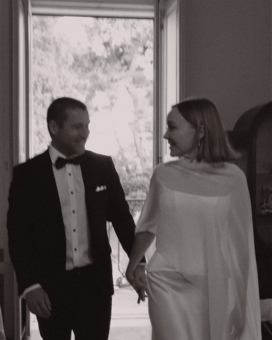 Black and white wedding photo