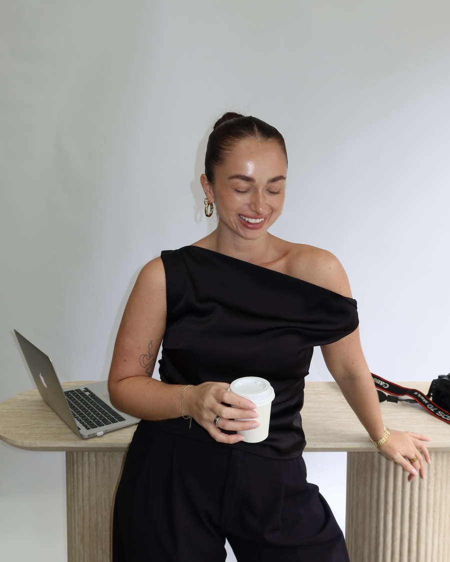 Founder portrait, candid laugh
