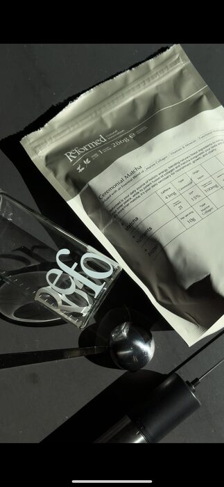 Reformed matcha protein packet