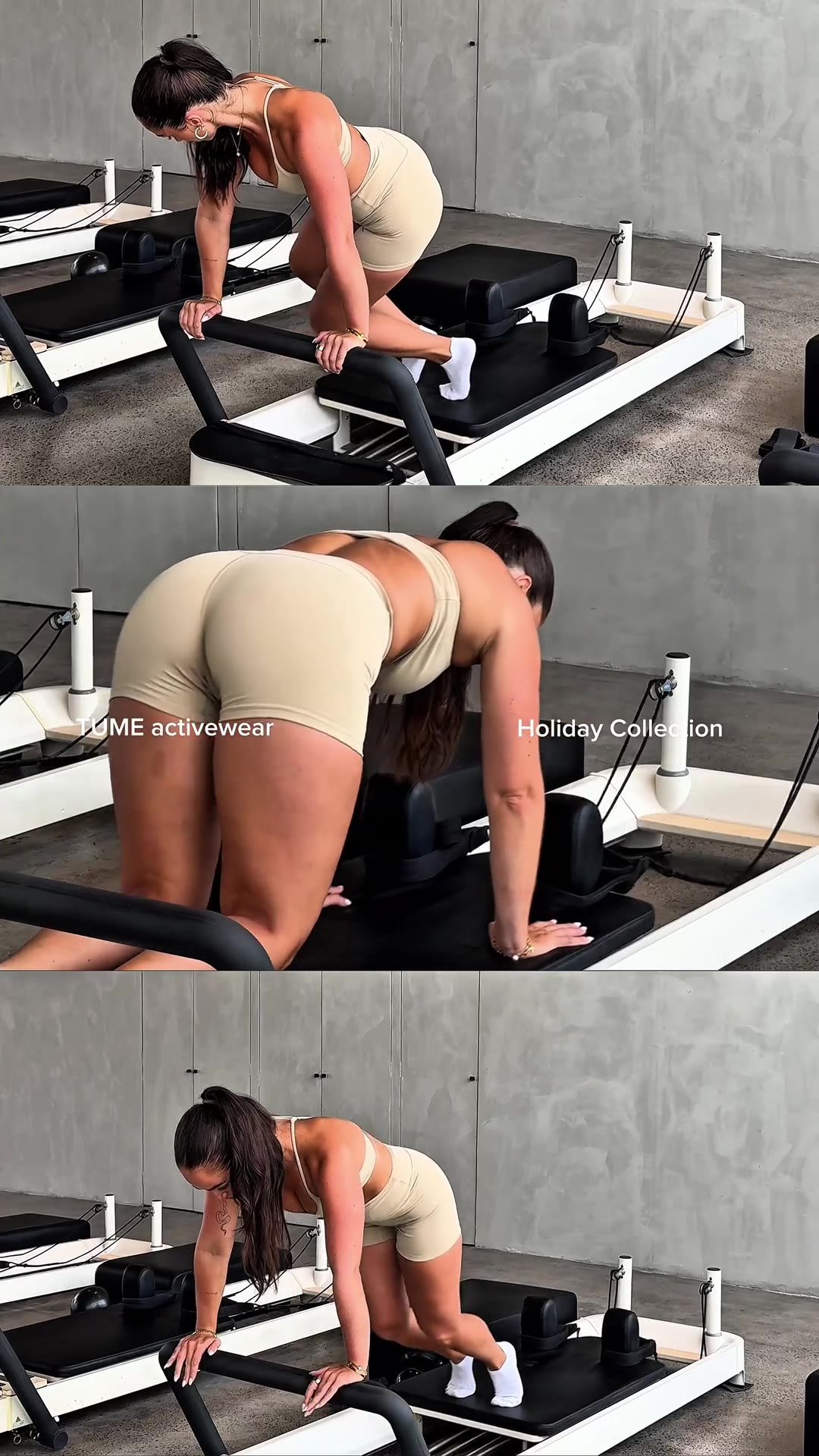 UGC video for TUME Activewear on a pilates reformer