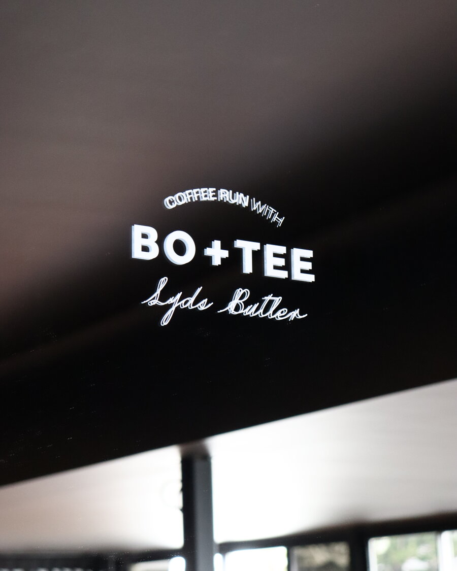 Detail shot of client signage from a content shoot